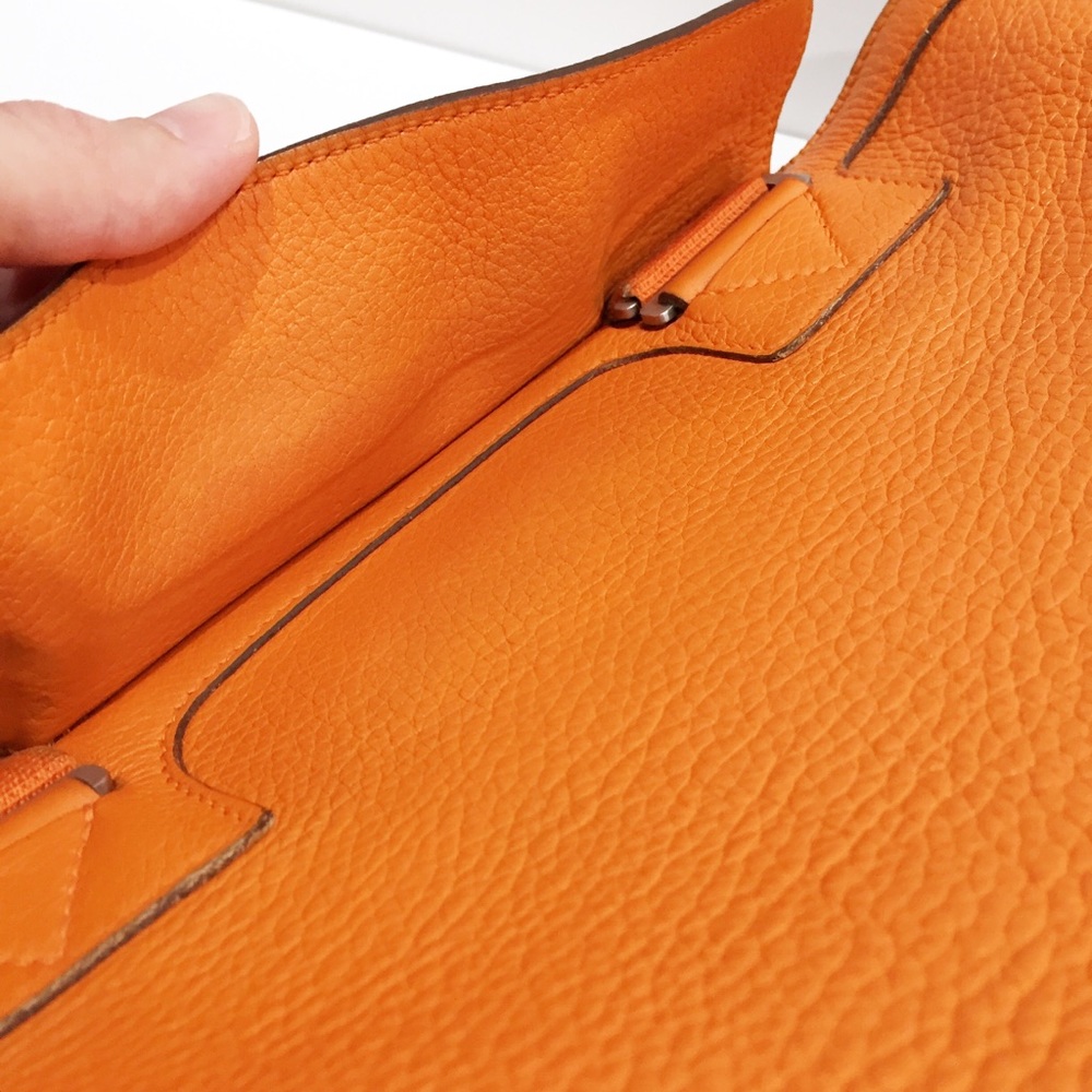 ❤️SOLD❤️Hermes Orange Clemence Leather Sherpa GM Backpack - Picture 10 of 16